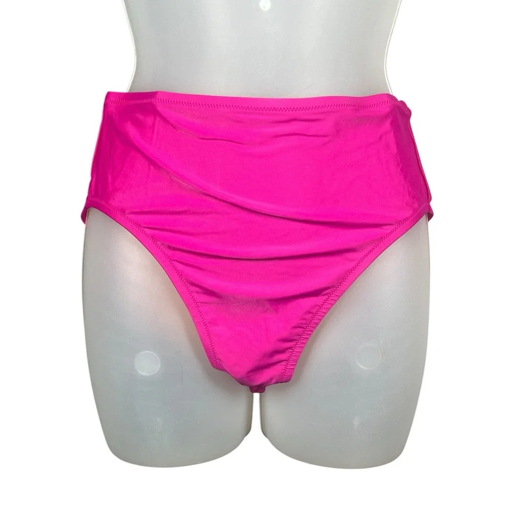 J.‎ Crew NWT Women's High-Rise Full Coverage Bikini Bottom Pink Size M Hallie